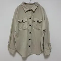 ベージュオーバーサイズシャツコーデュロイMサイズ
