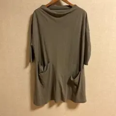 センソユニコ芽風グレー ドット柄 五分袖チュニック センソユニコ芽風グレー ドット柄 五分袖チュニック