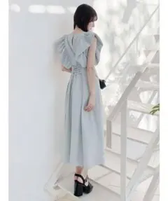 【未使用】マーキュリーデュオ　リネンライクバッグレースアップワンピース　M