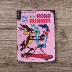 ロードランナー &コヨーテ ROAD RUNNER 木製看板 20x14cm