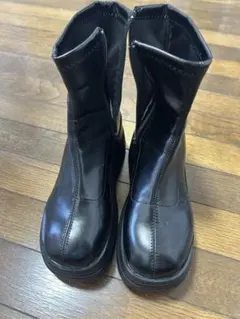 厚底ブーツ ジッパー付き ブラック