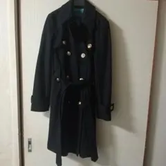 黒 トレンチコート ダブル ウール