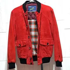 80s ヴィンテージ スエードレザージャケット 赤 M 日本製 古着 アメカジ
