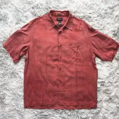 used silk100% shirt red ボックスシルエット