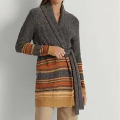 美品　ラルフローレン　ショールカラー　ベルテッドカーディガン　ネイティブ柄