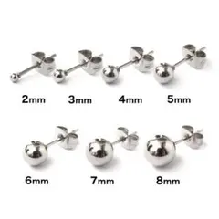 509★医学用ステンレス1ポイント 丸玉ピアス 両耳