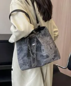 ムラ染め風 チェーン付き ショルダーバッグ