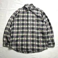 90s ARROWアロー シャドーチェックシャツ オンブレネルシャツM