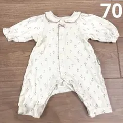 花柄ロンパース チューリップ　アイボリー　ホワイト　70㎝