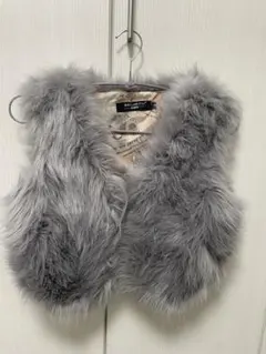 【美品】グレー フェイクファーベスト