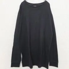 ラグマシーン|長袖 オーバーサイズ Tシャツ【M】クルーネック コットン 黒無地