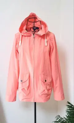 春カラー マウンテンパーカー コーラルピンク 軽アウター M フード付き
