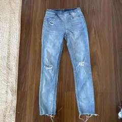 ダメージ加工ライトブルーレギンス 12-13Y