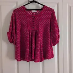 ピンク花柄シャツ 半袖