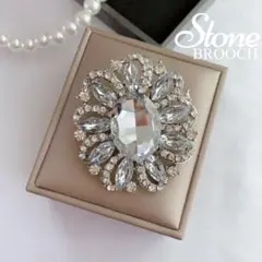 ストーン クリスタル ブローチ 透明感 ジュエリー フォーマル セレモニー