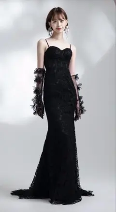 [美品］背景に映えるフォトウェディング黒ドレス