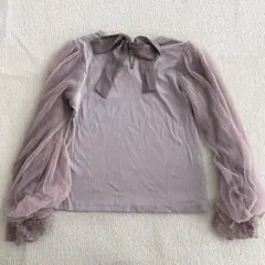 薄紫フリル長袖ブラウス