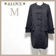 ＆LOVE フリルトリミングフェミニンポンチコート ノーカラーコート リボンのサムネイル