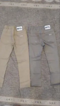 子供服ストレッチデニム風ズボン２着　グレー×ブラウンMPS 120センチ