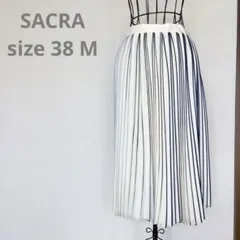 SACRA ストライププリーツスカート アイボリー×ネイビー 38サイズ Mのサムネイル