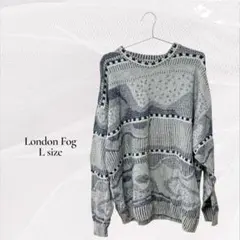 London Fog【L】幾何学模様 ニットセーター 長袖 オシャレ 冬コーデ