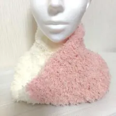 もふもふ♪軽い♪スヌード ソフトピンク＆ミルキーホワイト ハンドメイド
