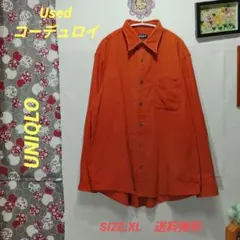 UNIQLO XL オレンジ 長袖シャツ コーデュロイ　XLサイズ