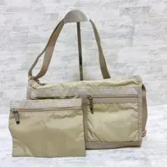 美品　レスポートサック ベージュ デラックスショルダーサッチェル　ポーチ付