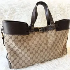 GUCCI グッチ GGキャンバス レザー トートバッグ A4可 保存袋