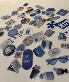 【匿名配送】デザインシール 韓国風 ブルー系 おしゃれ まとめ売り