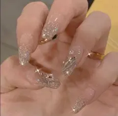 ネイルチップ 24枚セット ワンホン 韓国 シズニルック ストーン ラメ