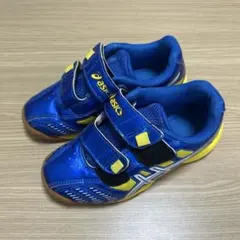asics フットサルシューズ 青/黄 ベルクロ式　室内用
