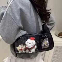 痛バック 推し活 ショルダーバッグ 透明ポケット付き 黒 新品 即購入OK!!