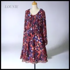 【LOUNIE】 訳あり特価 フリル襟 シアースリーブフレアワンピース
