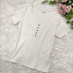 美品　アーヴェヴェ　カジュアルデザインシャツ　ターコイズボタン 42　a5521