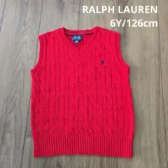 【RALPH LAUREN】ベスト 綿100% 赤色