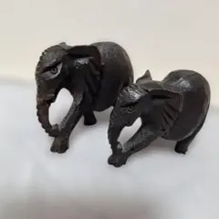 레트로 木彫り 象の置物 工芸品 民芸品 黒檀 アジアンアンティーク