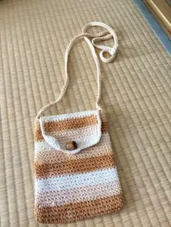 オレンジと白のストライプポシェット