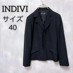 【INDIVI】 インディヴィ （40） ノーカラージャケット レディース 黒