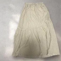 GU フレアロングスカート　水玉模様　ドット柄　ウェストゴム　軽量　M