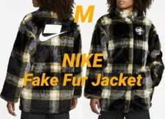 残少 M ナイキ レディース フェイクファー ジャケット @22000円 黒/黄