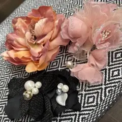 コサージュ３点　お花モチーフ　オシャレウォーカー　髪飾り　卒業式　入学式
