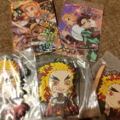 鬼滅の刃　煉獄さん　5点セット　まとめ売り　ラバーマスコット　ウエハースカード