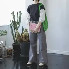 ジーナシス　サスティナブルケミカルワイドデニムパンツ S