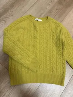 アンタイトル 長袖ニットセーター 0 イエロー 日本製 カシミヤ混 クルーネック