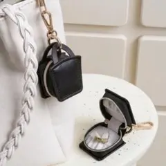 ジュエリー ミニ ポーチ アクセサリー ケース バッグチャーム 携帯用 黒 収納