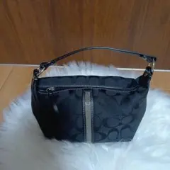 COACH　アクセサリーポーチ　ハンドバッグ　ミニバック　ブラックシグネチャー