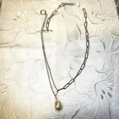 シルバーチェーン ホワイトパール ネックレス