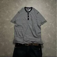 dead stock OLD UNIQLO striped henry neck
