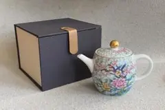 【中国茶器／珍琅珍蔵】花鳥図・金彩　茶壺